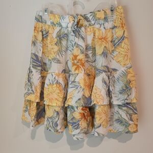 Rip Curl Floral A-Line Skirt in Yellow and Blue